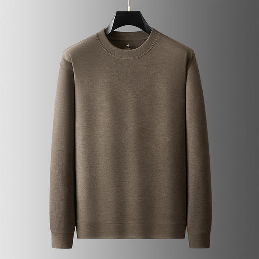 【DWP】大依优型大码男装休闲百搭纯色圆领卫衣男胖子长袖打底衫上衣 商品图1