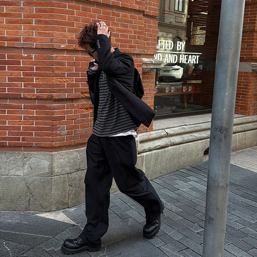 徐太浪【高级感 痞帅】340g黑色西服外套男春秋2025新款大码西装 商品图1