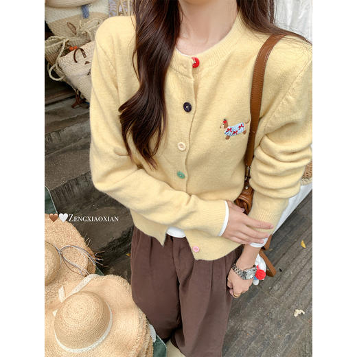 <曾小咸推荐>针织开衫设计感宽松刺绣毛衣 商品图2