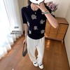 亮片针织衫！25年早秋新款女重工钉珠上衣刺绣休闲花卉T恤短袖！ 商品缩略图0