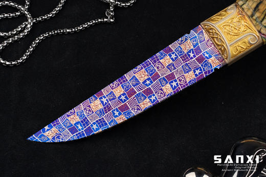 三希堂  现代刀  卷草星空小猎  未开刃 商品图2