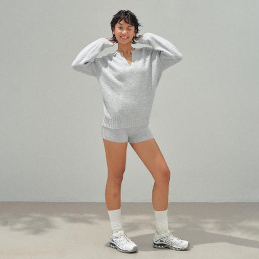 Ariseism 美式复古双色毛衣+短裤两件套套装女秋季新款 商品图2
