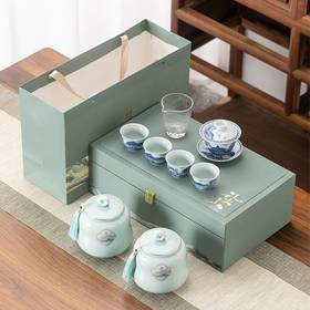 素言茶坊 国色天香望山雪安吉白茶150克配青花瓷茶具.WN