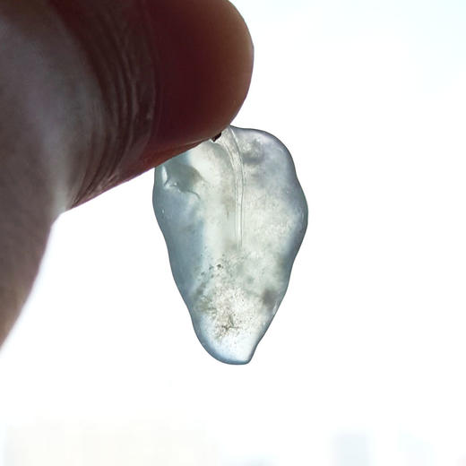 【天然正品】A货翡翠AU750白金镶天然冰种飘雪花棉叶子造型翡翠（金枝玉叶）吊坠项链29.8*15.2*5.5MM（皆取最大值）女士现售价：980特价！220825NJM17 商品图7