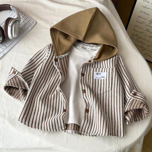 2025新款韩版百搭卡通涂鸦拼接条纹假两件T恤打底衫宝宝秋季卫衣 商品图2