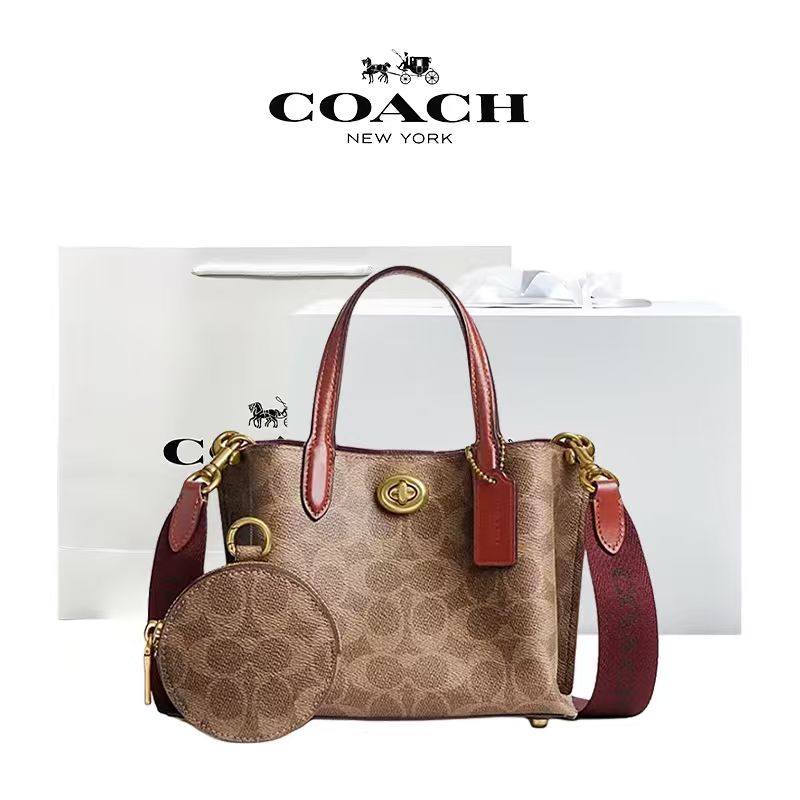 【压仓特价】COACH/蔻驰爆款WILLOW 18托特包，老花经典，二合一零钱包可拆设计（正品保证！送礼盒礼袋）