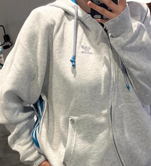 adidas originals x Ordinary People 联名款 FW24 拼色解构设计曲线门襟开衫全拉链连帽长袖外套卫衣男女款 商品图2