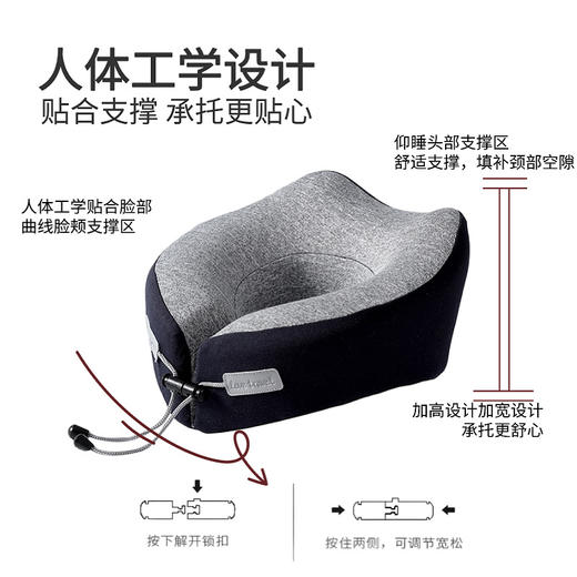 【记忆棉u型旅行护颈枕】便携带收纳慢回弹u形枕头 午睡神脖颈靠枕 国庆假期出游  商品图1
