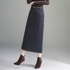 QYM 6325 -Y后开衩包臀裙半身裙气质毛呢格纹一步裙 商品缩略图2