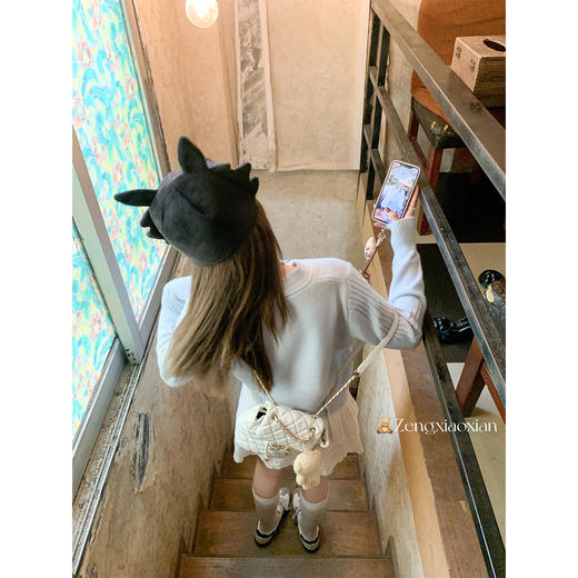 <曾小咸推荐>韩系甜美风蝴蝶结针织长袖上衣 商品图4