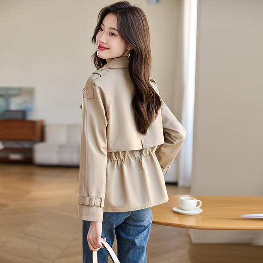 丁摩 小香风大翻领收腰修身短款风衣女春秋季款小个子外套 5ZF-3333 商品图2