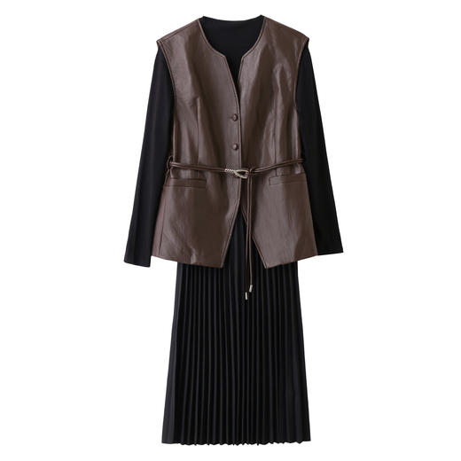 HR YF2618韩系气质百褶裙套装优雅大气连衣裙 商品图4