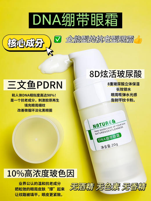 实验室高端定制 DNA绷带眼霜 20g  | 三文鱼PDRN 10%玻色因 淡化眼细纹干纹 紧致抗皱 淡化黑眼圈 保湿修护眼霜 商品图0