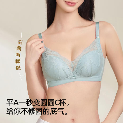 【商场同款】熳洁儿 云蔓轻纱系列舒适聚拢云感棉法式蕾丝AB通杯23701516 商品图2
