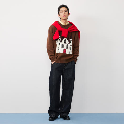 NPC潮牌流光风经典小房子圆领针织衫休闲男日系秋季NP58SW12 商品图1