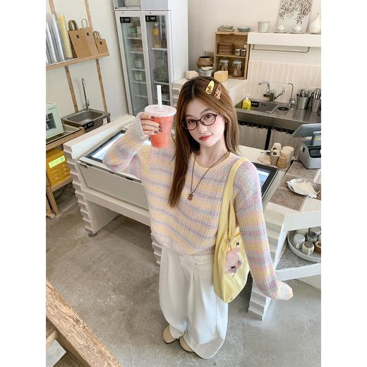 <曾小咸推荐>3.20现货秒杀 ！微信超特价！韩系渐变条纹针织衫 日常169.99 立减80 秒杀89.99！！ 商品图1