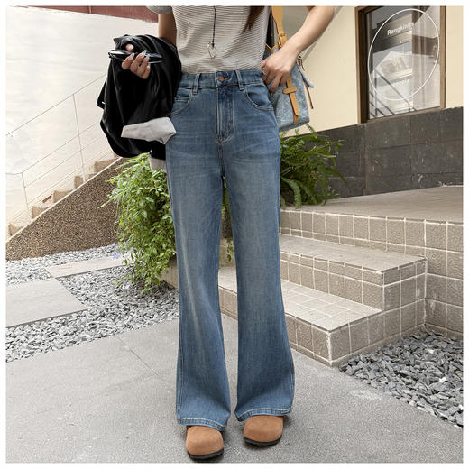 王炸裤型~复古高腰微喇牛仔裤女2025新款秋弹力修身阔腿长裤！ 商品图6