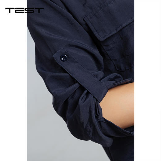 秋上新都市优雅风藏蓝色丝巾领小衫1253092 商品图3