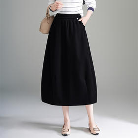 QYM 6327-Y花苞休闲裙半身裙气质中长款A字裙