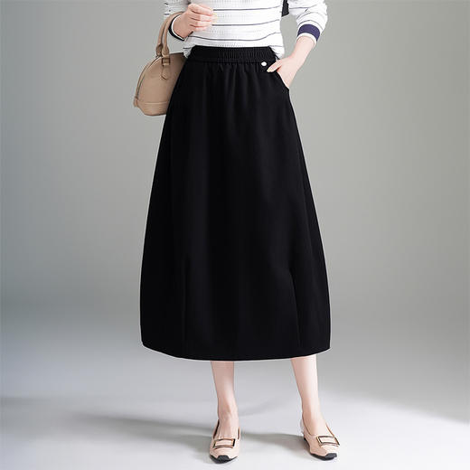 QYM 6327-Y花苞休闲裙半身裙气质中长款A字裙 商品图0