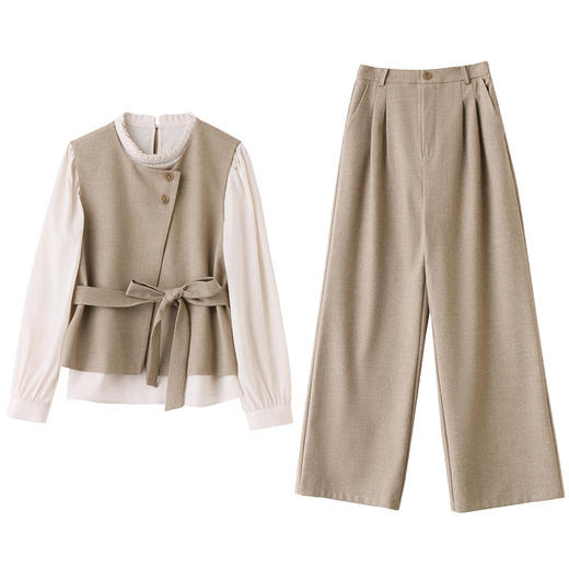 HR MEIQIN5533-1优雅风西装套装衬衫马甲穿搭时尚修身三件套 商品图4