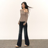 Ariseism 美式复古牛仔裤女秋季新款修身阔腿长裤子 商品缩略图3
