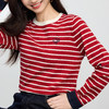 【09/03新品4.8折】熙世界「含绵羊毛」条纹针织衫女秋季2025年新款撞色长袖圆领上衣 商品缩略图4
