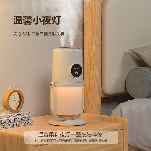 桌面双喷加湿器办公卧室便携迷你空气净化器夜灯大雾量补水加湿器 商品图1