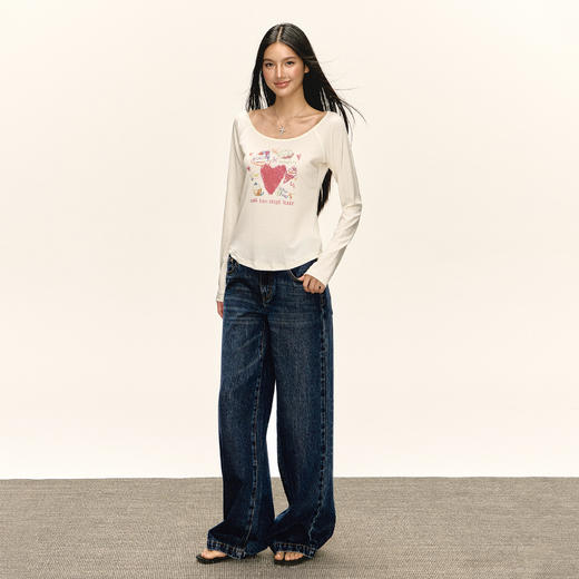 Ariseism 美式复古牛仔裤女秋季新款宽松阔腿长裤子 商品图4