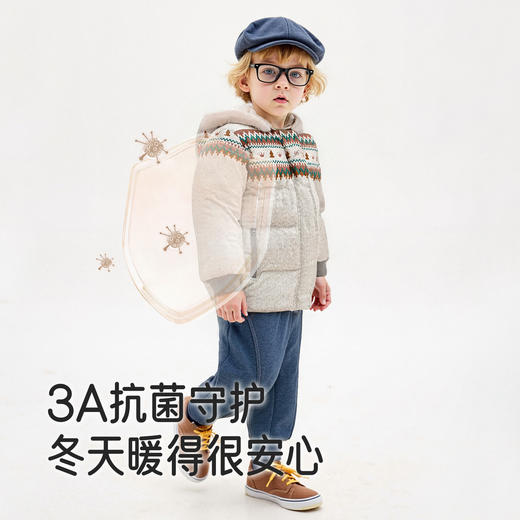 【高定系列】英氏儿童羽绒服连帽外套短款抗菌远红外男款冬季新款 商品图3