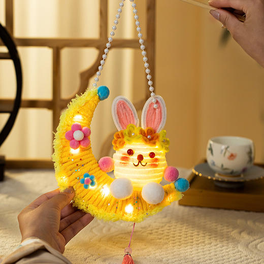 【月伴兔子灯！DIY中秋灯笼】中秋佳节，提灯游园，中秋节灯笼手提兔子月亮灯扭扭棒diy手工材料儿童发光小兔子花灯。rb 商品图3