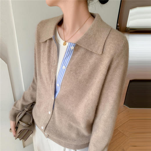 纤束马安迪绒假两件POLO领针织开衫 ZD-3024 商品图9