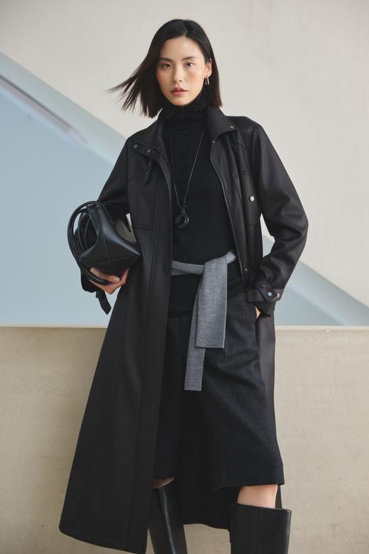深夜黑长款风衣 商品图1
