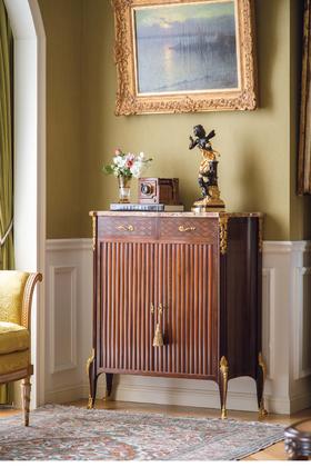 独角鹿西洋古董法国路易十六风格卷叶纹铜鎏金精雕装饰卷轴柜门嵌大理石台面硬木边柜