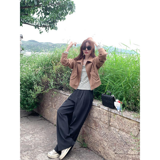 <曾小咸推荐>撞色条纹正肩长袖T恤内搭修身 商品图4