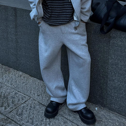 徐太浪【垂感廓形 cleanfit】百搭灰色卫裤男秋季潮牌直筒裤长裤 商品图0