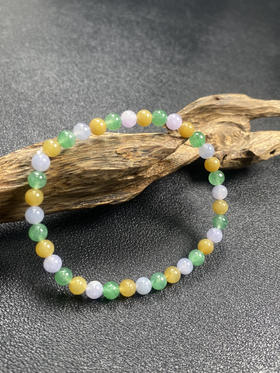 【FC0169】翡翠高冰多彩小米珠手链 水润光泽 荧光起胶 色彩丰富