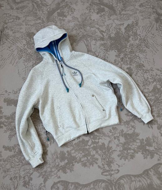 adidas originals x Ordinary People 联名款 FW24 拼色解构设计曲线门襟开衫全拉链连帽长袖外套卫衣男女款 商品图4