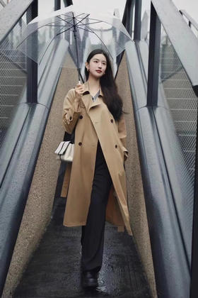 【高品质私服】【IC丝羊毛精纺平纹布翻领风衣】线条流畅干练，富有人文气质，干练优雅与率性风格随意切换N1040-CC【无标出货 介意慎拍】