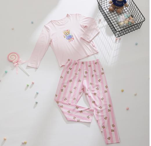 【迷你小熊棉莫套装】舒雅童装女童长袖长裤家居套装47.5%棉47.5%莫代尔5% 氨纶 180gsm  3F/25257H 商品图3