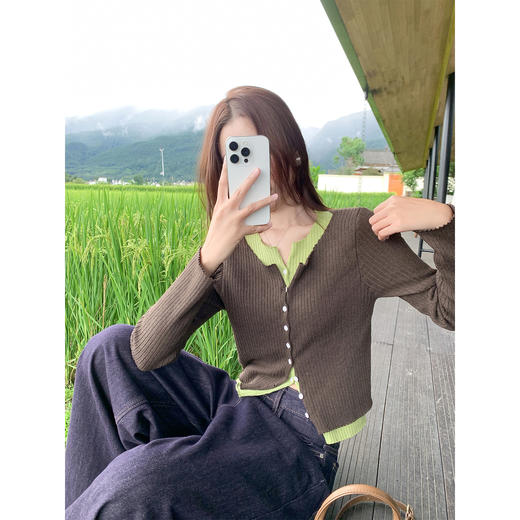 【149元任选2件】现货！假两件撞色排扣设计针织T 商品图3