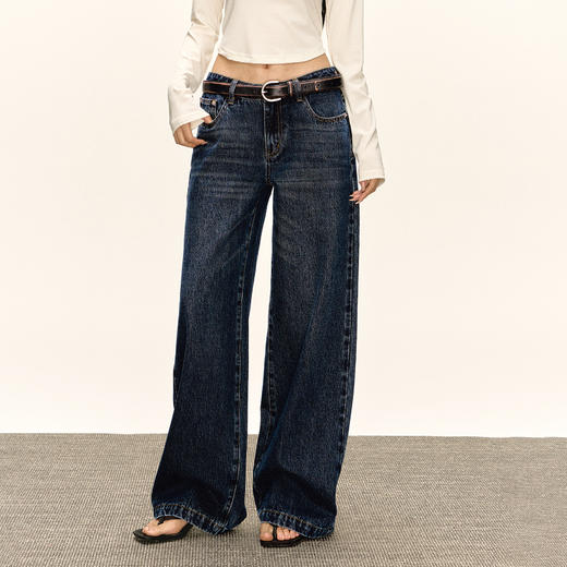 Ariseism 美式复古牛仔裤女秋季新款宽松阔腿长裤子 商品图3