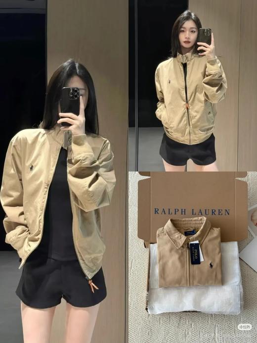 拉夫 哈灵顿夹克工装立领刺绣小马标刺绣，美式行政立领男女夹克撞色格子立领外套 商品图1