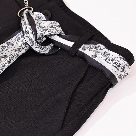 半身缘女裤 春季腰部链条丝巾弹力修身微喇休闲裤261102M10320047 商品图2