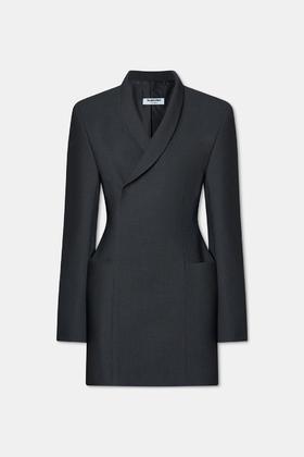 LA PISCINE SCULPTED  BLAZER 收腰灰色上衣