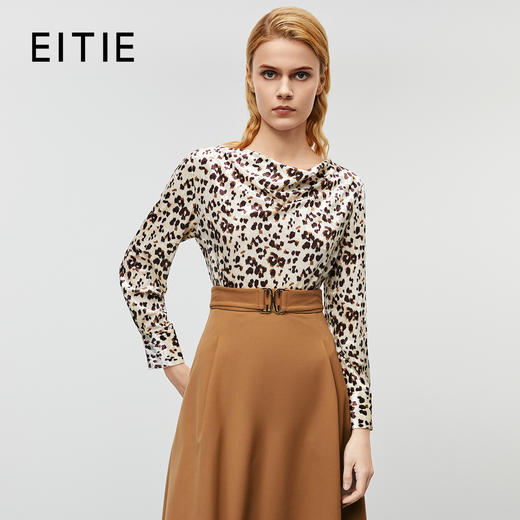 EITIE爱特爱时尚印花气质荡领长袖打底T恤上衣秋季新款7913619 商品图0