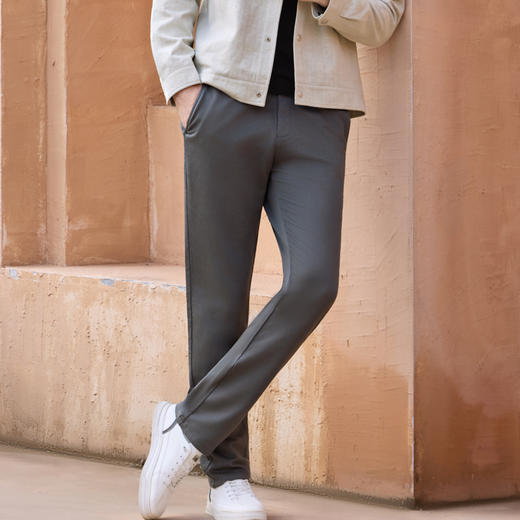 半身缘男裤 秋季简约舒适精梳棉面料休闲裤253201M10330067 商品图1