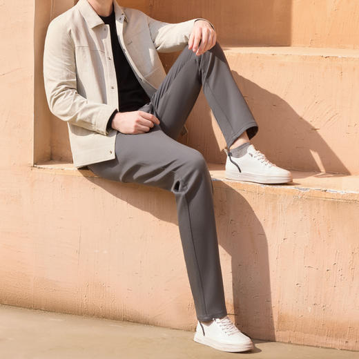 半身缘男裤 秋季简约舒适精梳棉面料休闲裤253201M10330067 商品图3