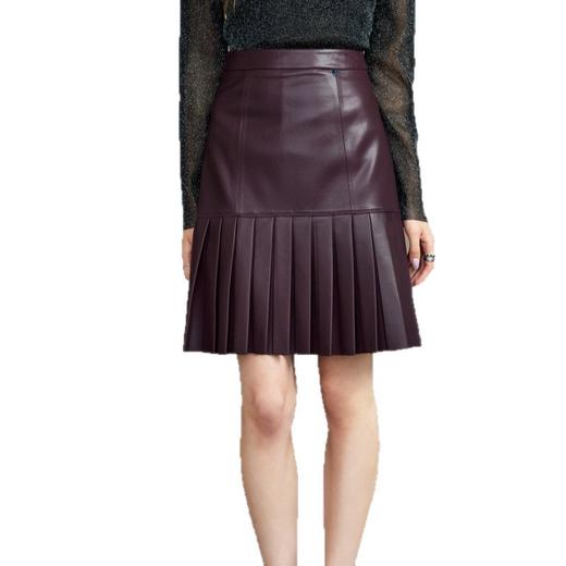 「自」全新升级【铂金会员165/天猫219/差价54】(44358)洛诗琳气质显瘦百褶半身裙2025秋季设计感百搭A字皮裙女 商品图4