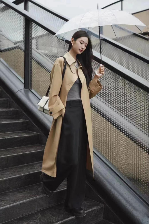 【高品质私服】【IC丝羊毛精纺平纹布翻领风衣】线条流畅干练，富有人文气质，干练优雅与率性风格随意切换N1040-CC【无标出货 介意慎拍】 商品图3